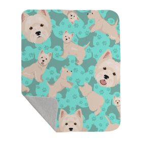 Westie Quilted Blanket 50x60 Artwork Pattern Quilted Throw Blanket for Bed, Couch, Sofa, Soft and Lightweight