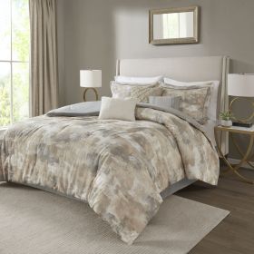 7 Piece Textured Cotton Blend Comforter Set (Color: as Pic)
